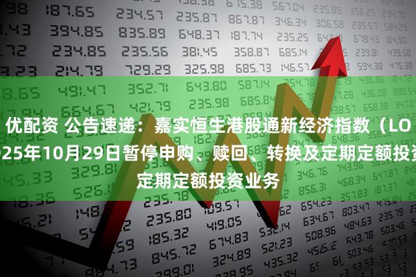 优配资 公告速递：嘉实恒生港股通新经济指数（LOF）2025年10月29日暂停申购、赎回、转换及定期定额投资业务